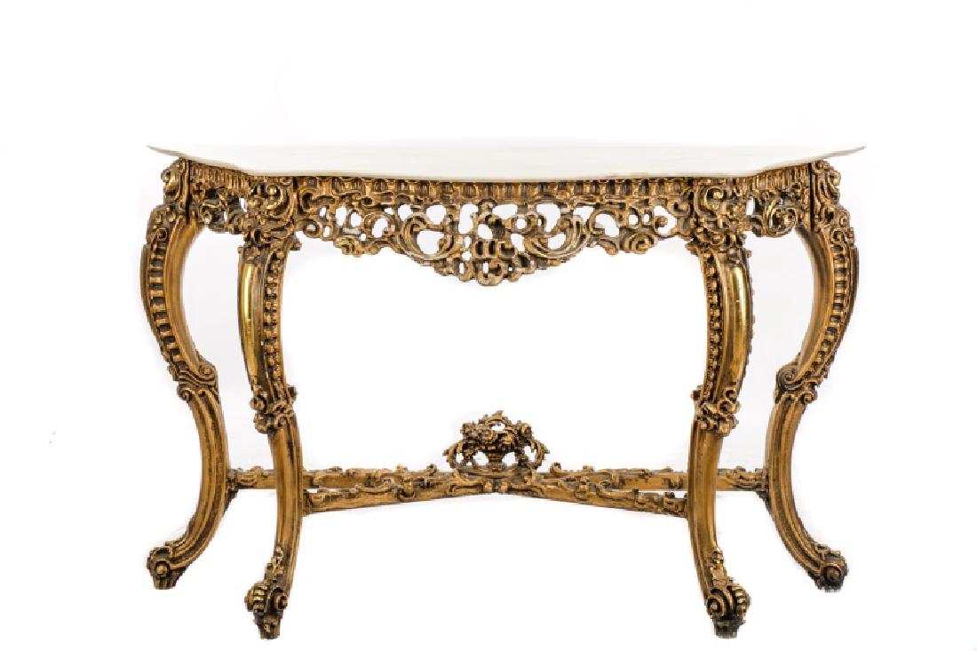Rococo Style Giltwood & Marble Console Table (1 of 8)