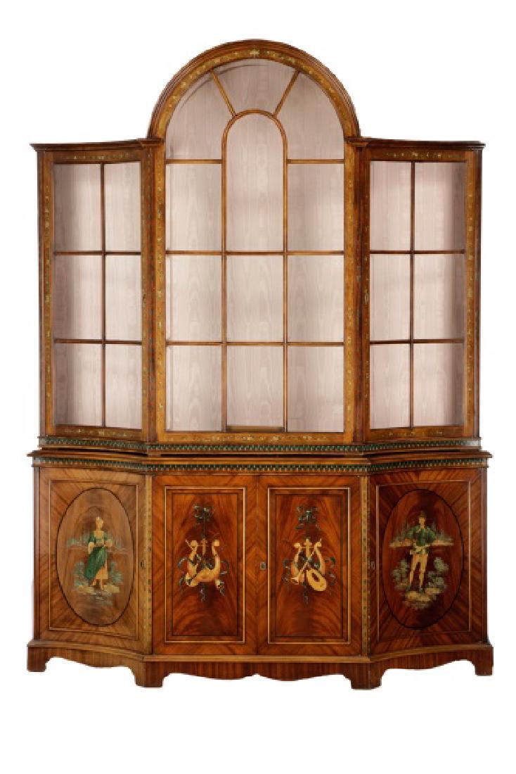 Edwardian Satinwood Polychromed China Cabinet (1 of 10)