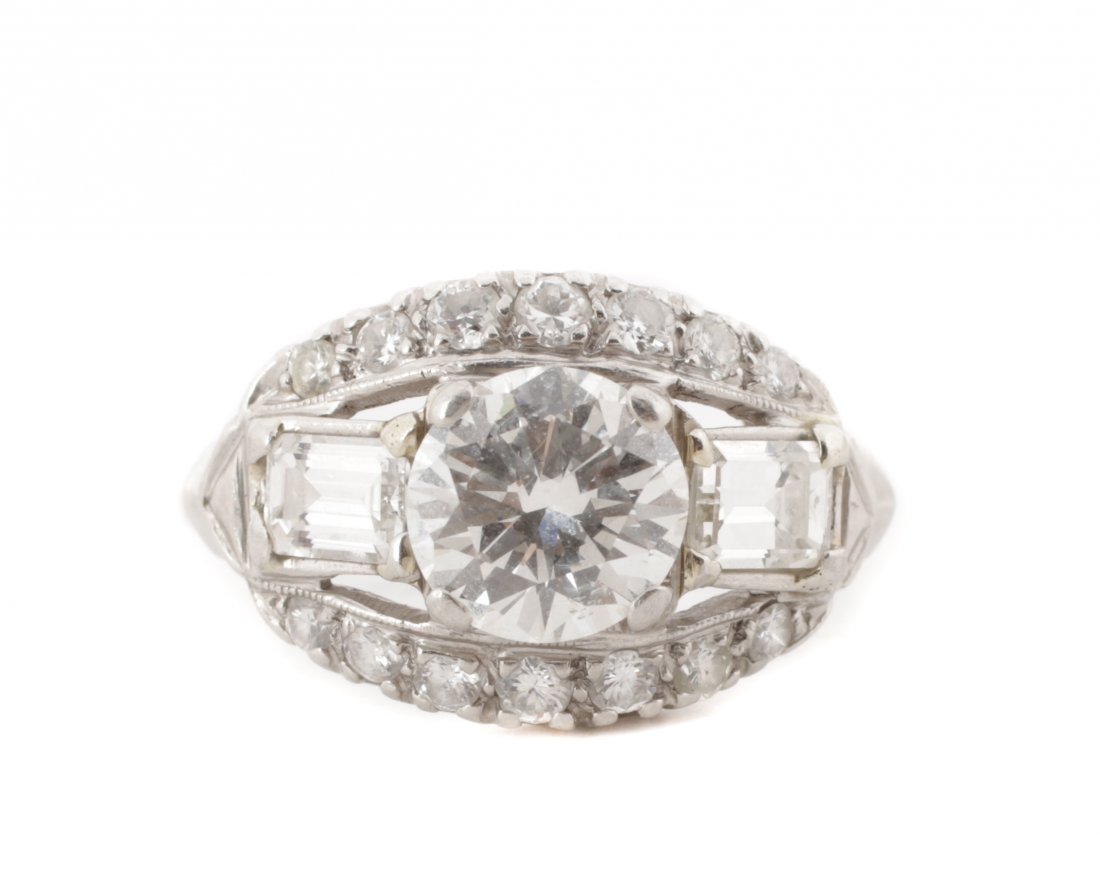 Ladies 1930's Platinum & Diamond Ring (1 of 5)