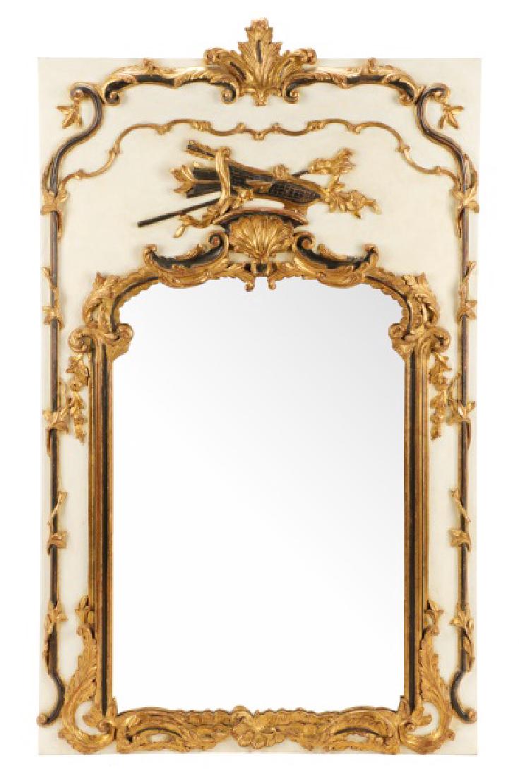 French Louis XVI Style Giltwood Trumeau Mirror (1 of 7)