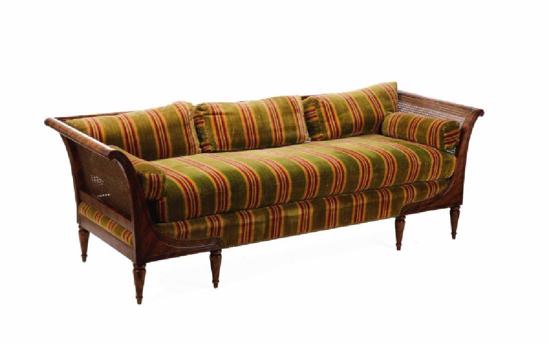 Caned & Stained Tortoiseshell Wood Settee (1 of 6)