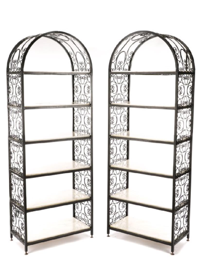 Pair French Style White Stone and Iron Etageres (1 of 7)