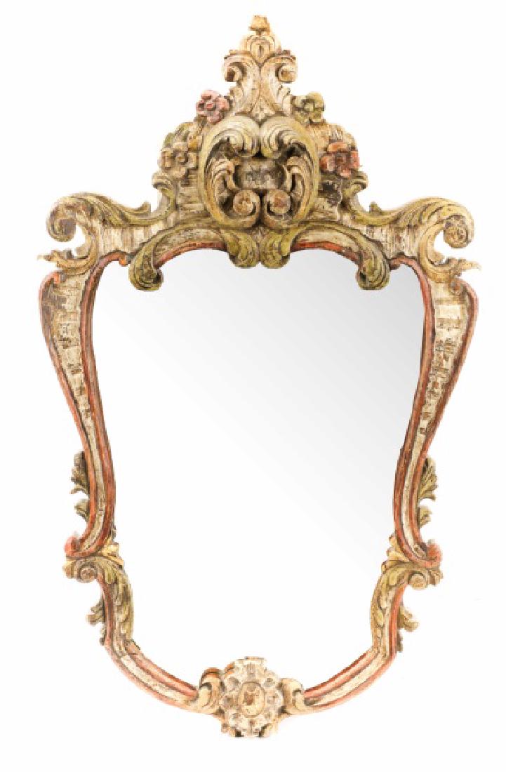 Venetian Style Polychrome Shield Form Wall Mirror (1 of 1)