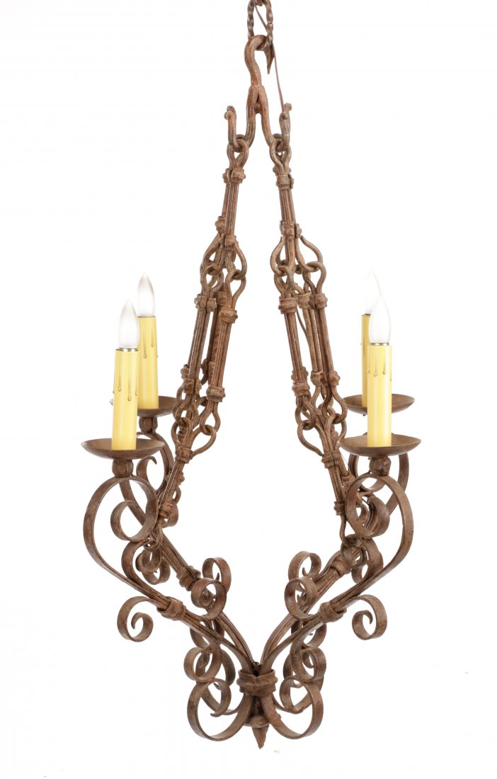French Provincial Wrought Iron 4-Light Chandelier (1 of 7)