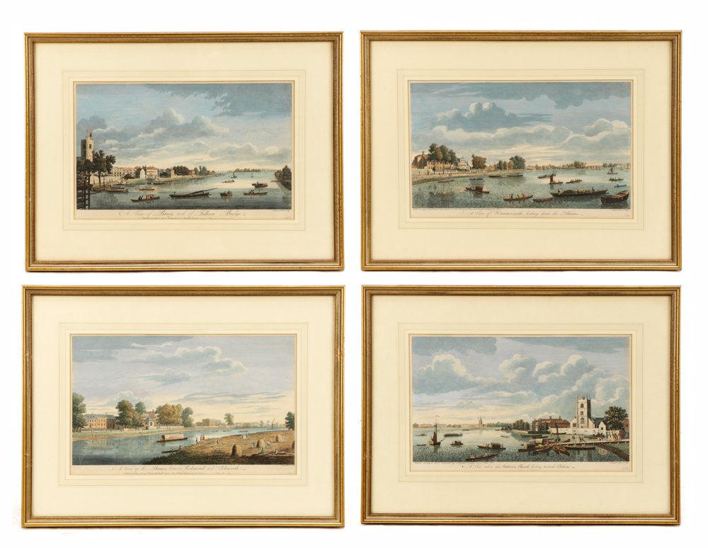 Collection of 4 Views of England by John Boydell: John Boydell (British, 1719-1804), circa late 18th century. A collection of four hand colored engravings by noted English engraver John Boydell (British, 1719-1804), each depicting various English lan