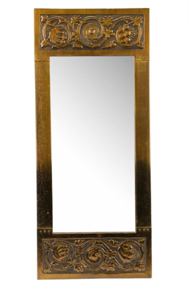 French Art Nouveau Pier Mirror, Scrolled Oak Motif (1 of 6)