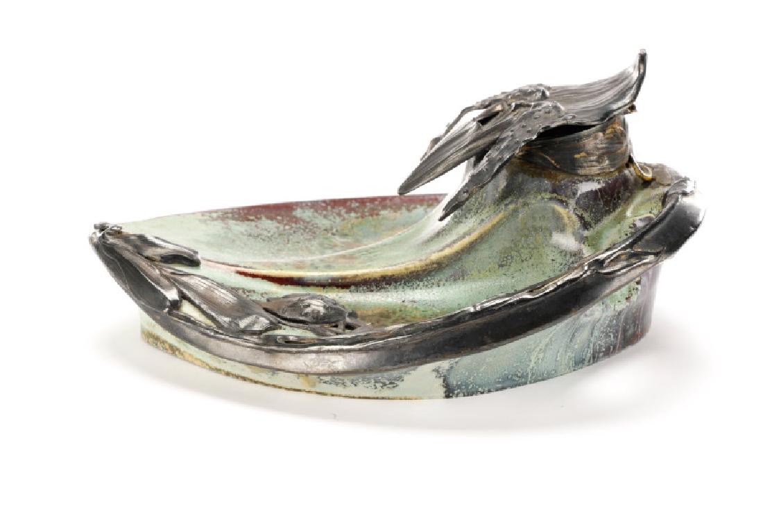 Art Nouveau Flambe Glazed Inkwell, Alexandre Bigot (1 of 10)