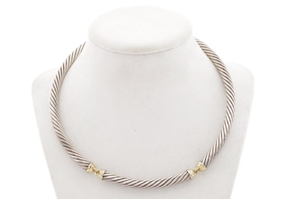 David Yurman Sterling & 14k Cable Choker Necklace (1 of 6)