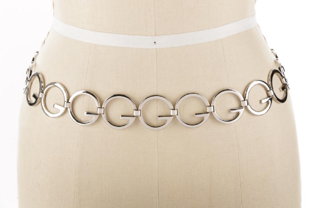 Gucci Silver Tone G-Logo Circle Chain Link Belt (1 of 3)