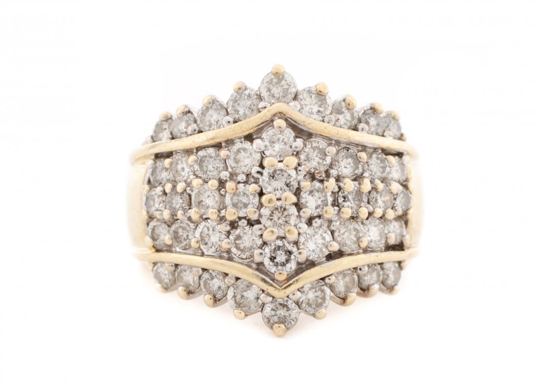 Large 14k Yellow Gold & Diamond Cluster Ring (1 of 4)