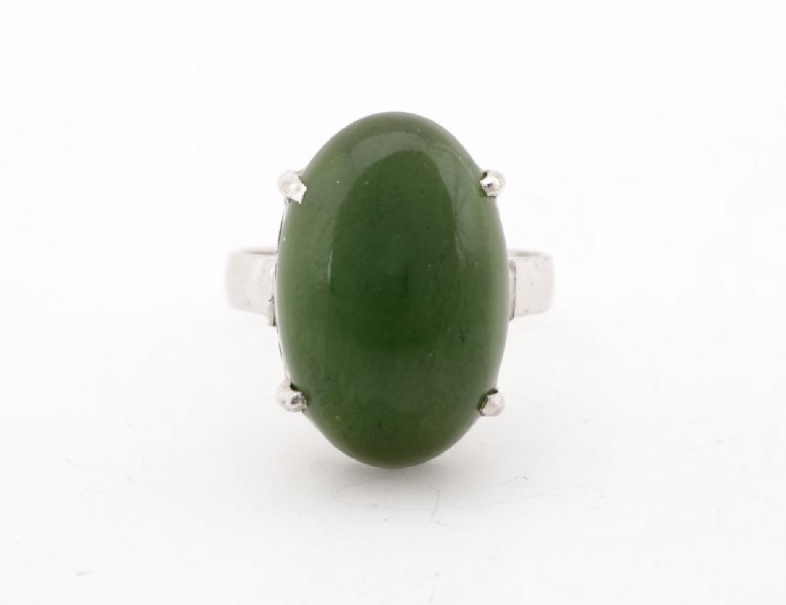 Handmade 800 Silver & Green Chrysoprase Ring (1 of 4)