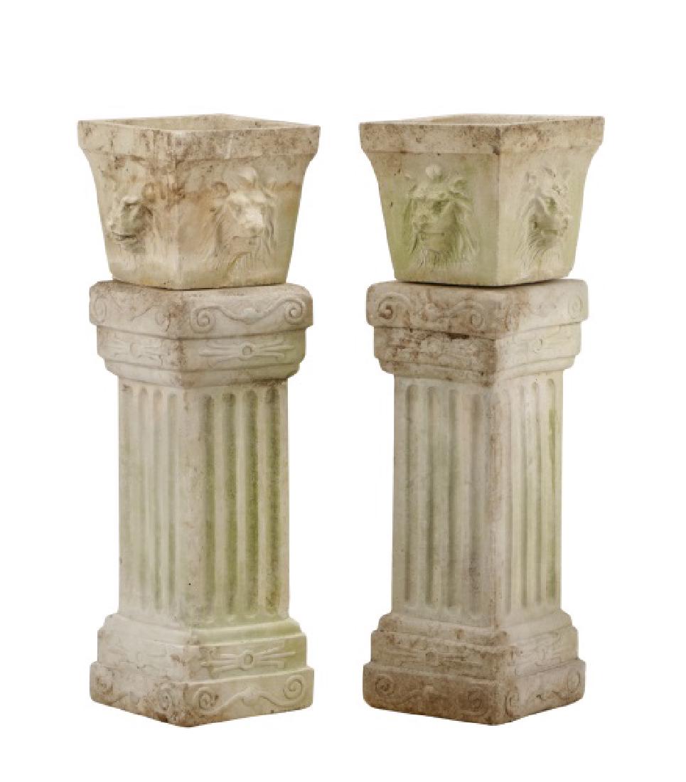 Pair, Cast Concrete Garden Pedestals (1 of 9)