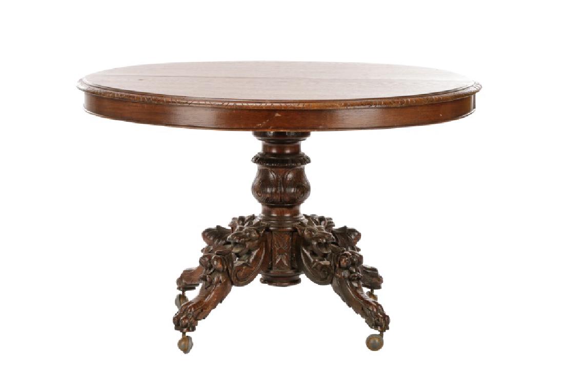 Carved Oak Renaissance Revival Breakfast Table (1 of 7)