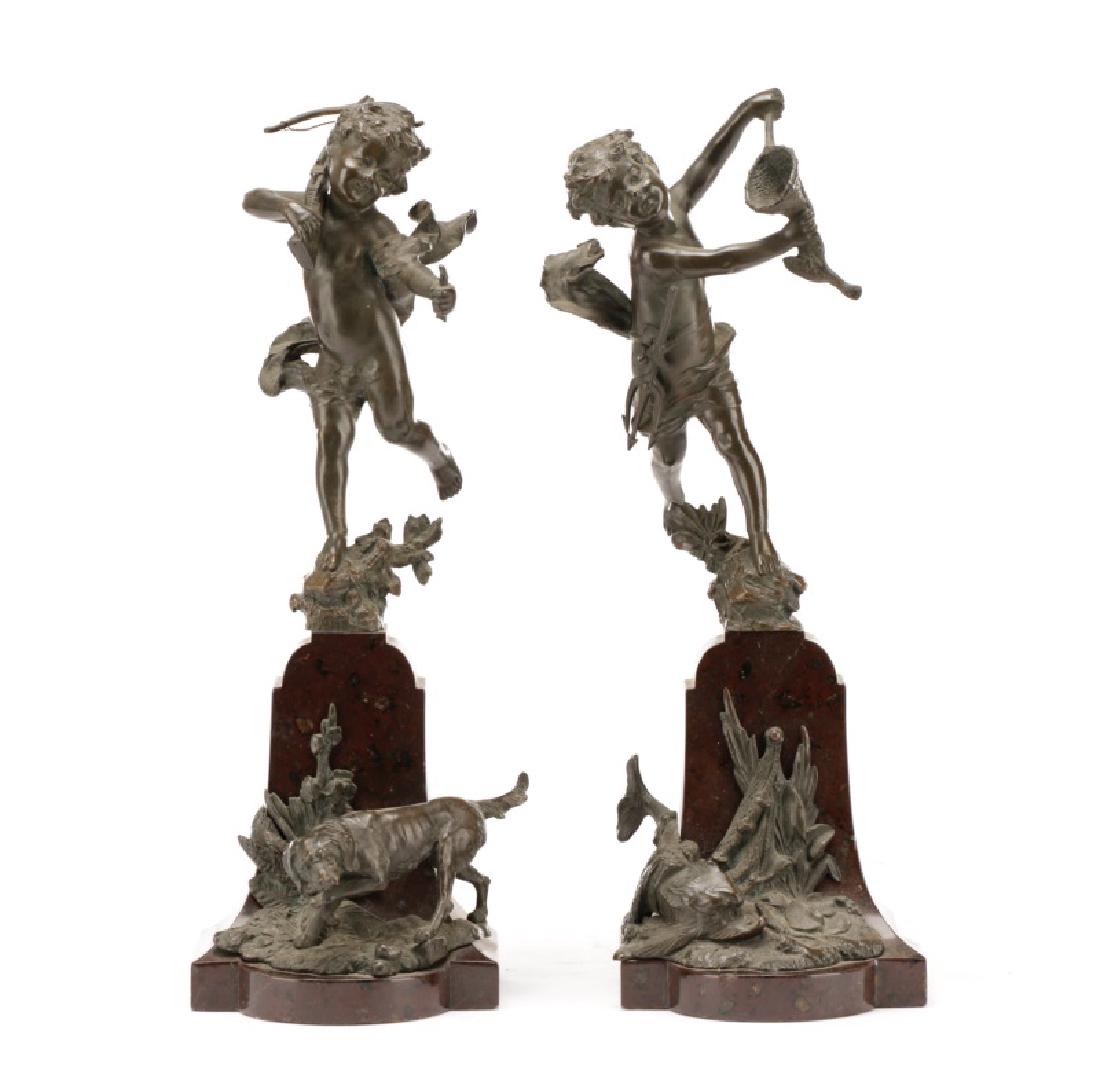 Pair, Patinated Bronze Putto on Marble Stands (1 of 9)