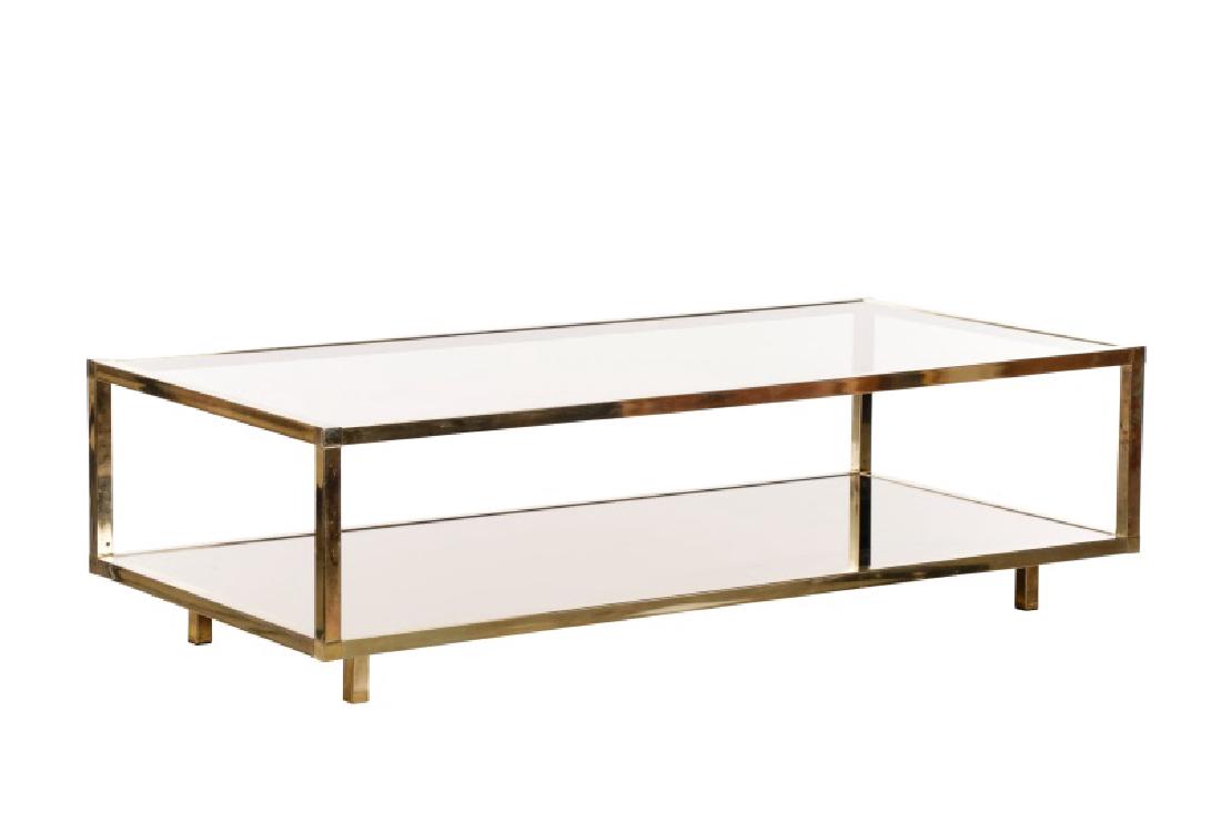 Hollywood Regency Gilt Metal & Glass Coffee Table (1 of 6)