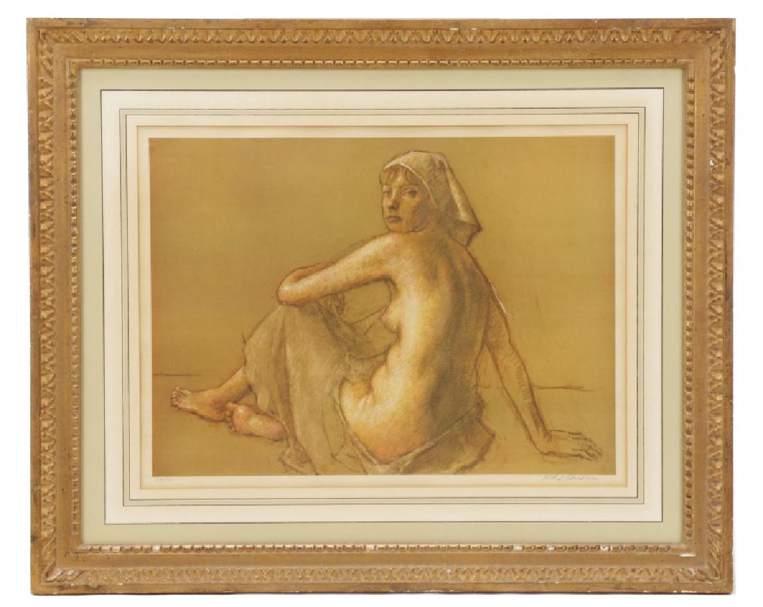 Robert Brackman, "Seated Nude", Lithograph: Robert Brackman (American, 1898-1980), "Seated Nude", lithograph on paper, from an edition of 100, graphite signed to lower right "Robert Brackman", graphite edition noted to lower left "35/100". Figu