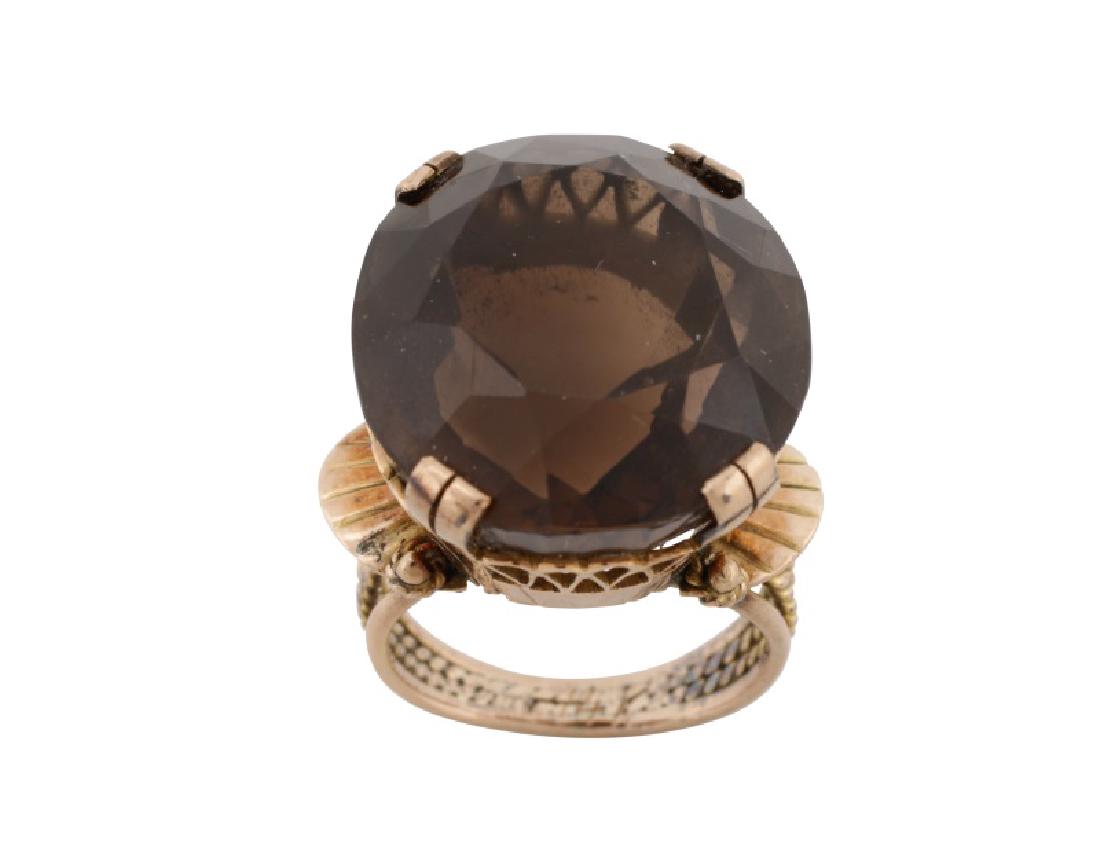 Vintage Smoky Quartz & 14k Rose Gold Ring, 41ctw (1 of 6)