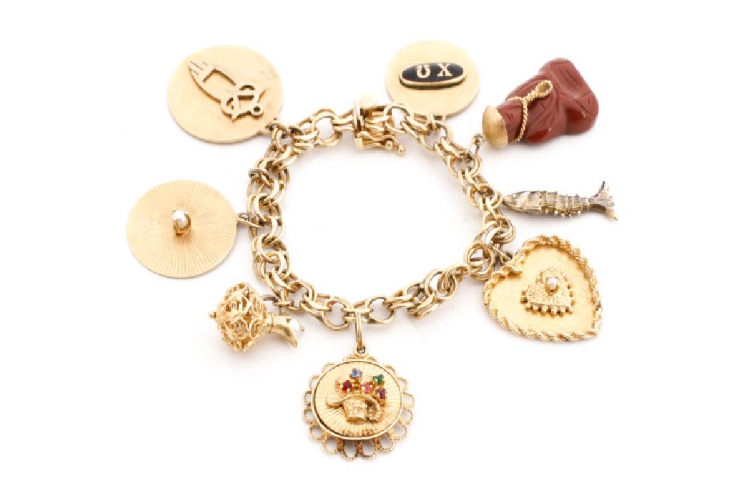 Ladies 14k Gold Multi-Charm Bracelet (1 of 4)