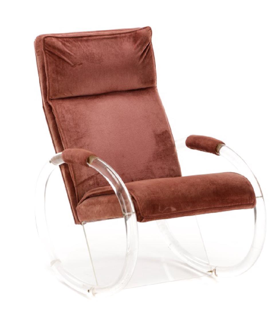 Charles Hollis Jones Lucite & Upholstered Rocker (1 of 7)