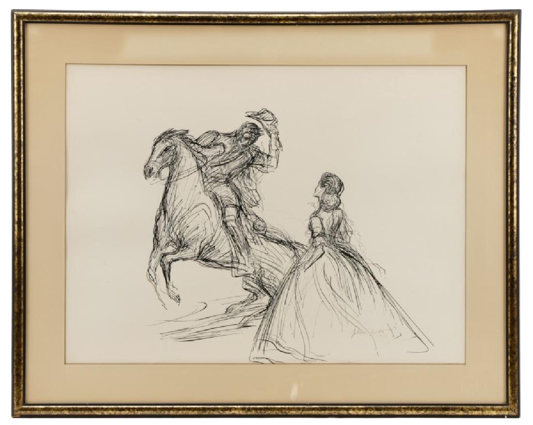 John Groth, "Gone with the Wind I"-1966, Ink: John Groth (American, 1908-1988), "Gone with the Wind I"-1966, ink on paper, signed and dated to lower right "John Groth 1966". Preparatory sketch depicting a male figure (Rhett Butler played by Clark