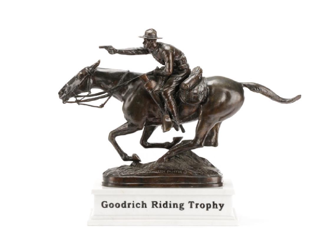 After A. Proctor, "Goodrich Riding Trophy", Bronze: After Alexander Phimister Proctor (American, 1860-1950), "Goodrich Riding Trophy"-1926, bronze. A 1977 casting after Alexander Phimister Proctor's (American, 1860-1950) original 1926 casting depicting