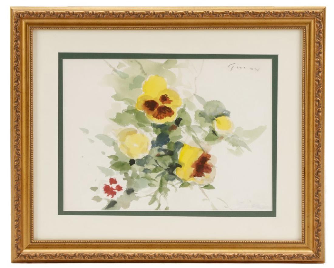Andre Gisson "Pansies", Watercolor, Signed (1 of 5)