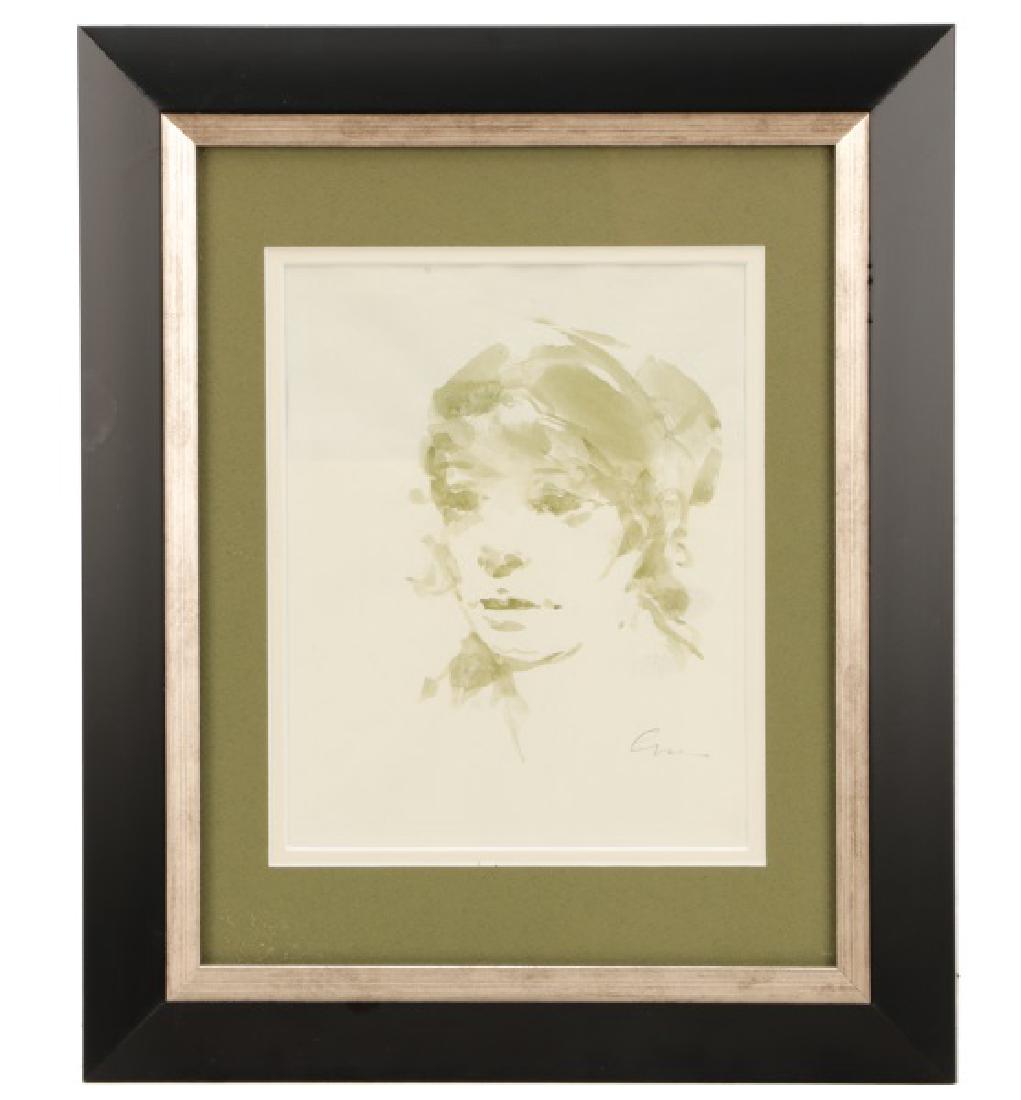 Andre Gisson "Portrait of Young Beauty" Watercolor (1 of 5)