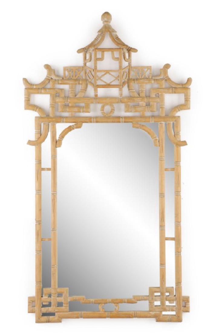 Chinese Chippendale Faux Bamboo Pickled Mirror (1 of 5)
