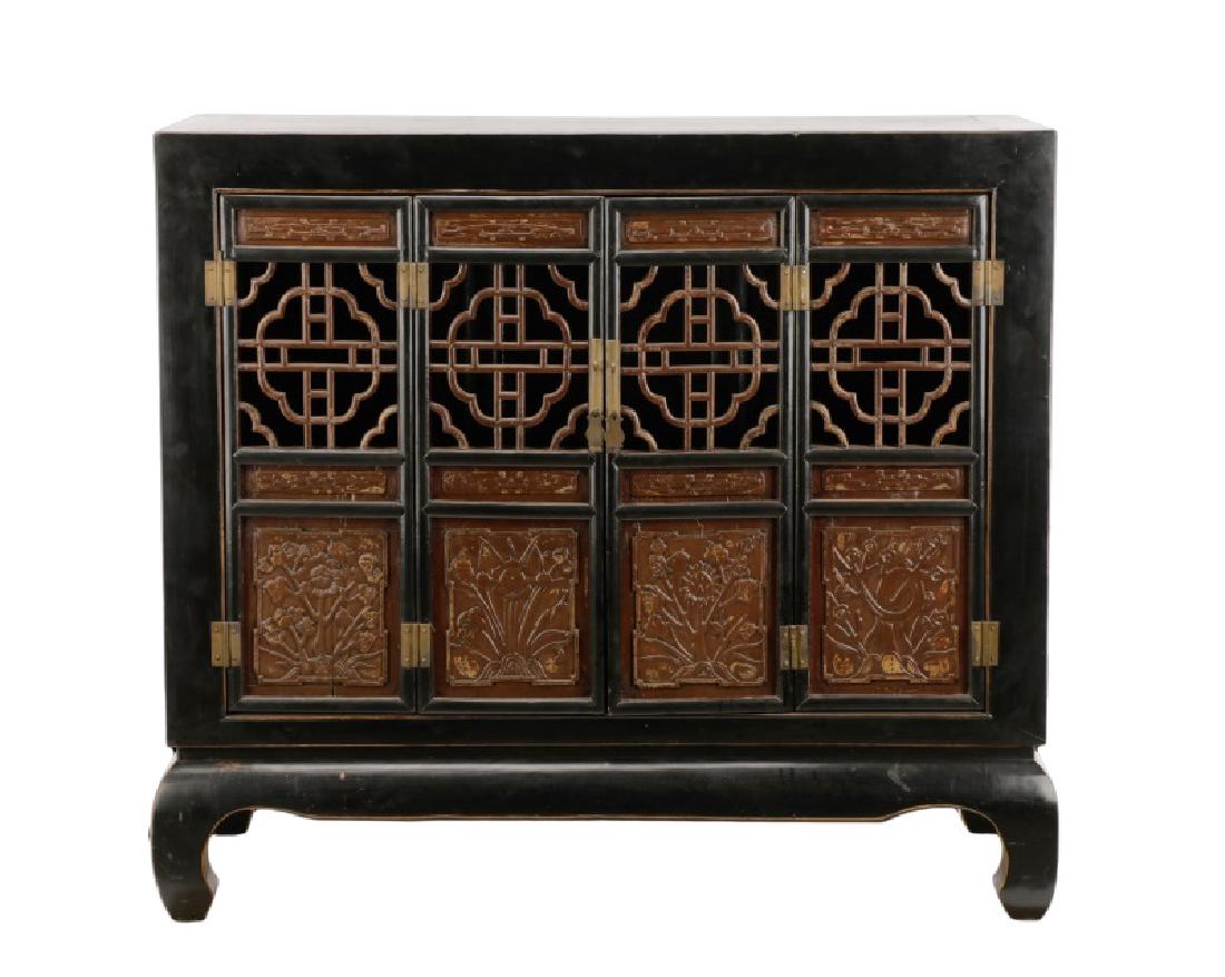 Chinese Black Lacquer & Fretwork Cabinet (1 of 9)