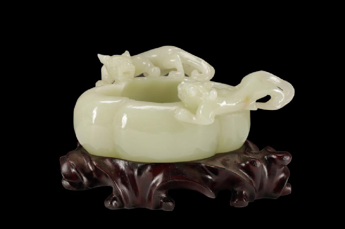 Chinese Celadon Jade Brush Washer on Stand (1 of 7)