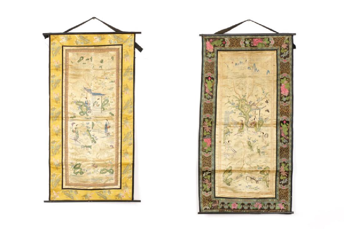 Collection of 2 Chinese Silk Embroidered Textiles (1 of 10)