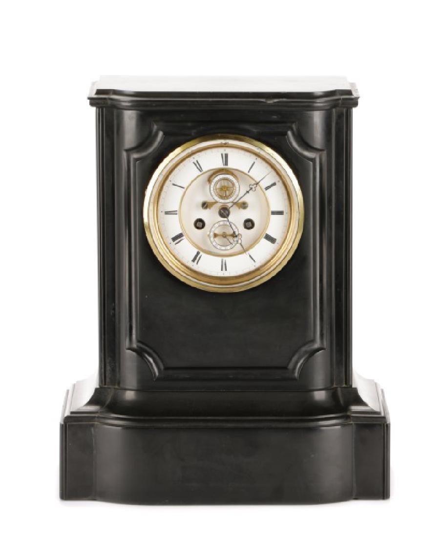 French Black Slate Mantel Clock, 19th C. (1 of 10)