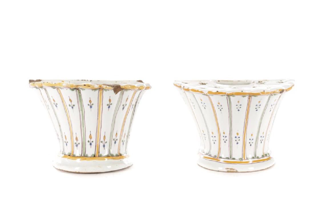 Pair of French Faience Wall Pocket Bough Pots (1 of 7)