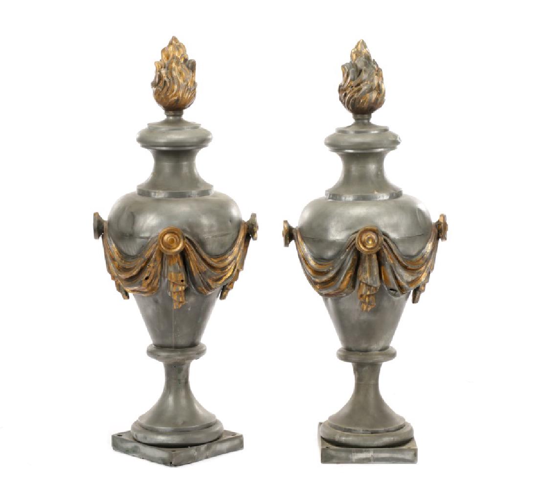 Pair of Architectural Parcel Gilt Flambeau Finials (1 of 7)