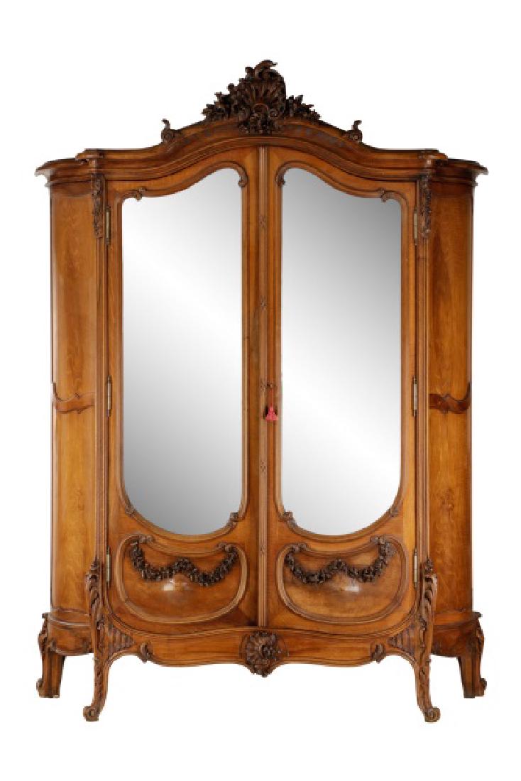 *Louis XV Style Walnut Mirrored Armoire (1 of 10)