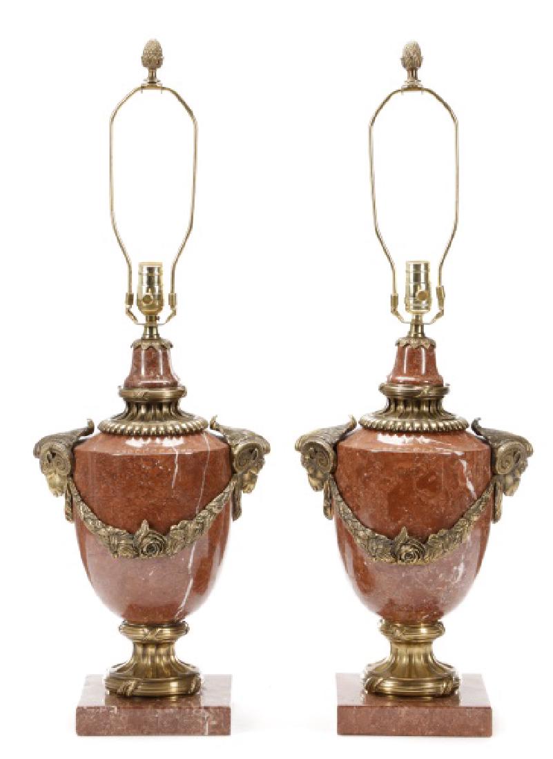 Pair of Louis XV Style Gilt Metal & Marble Lamps (1 of 10)