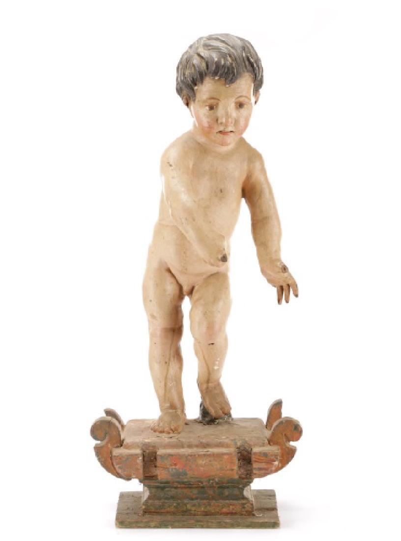 18th C. Carved & Polychrome Wood Santo, Baby Jesus (1 of 10)