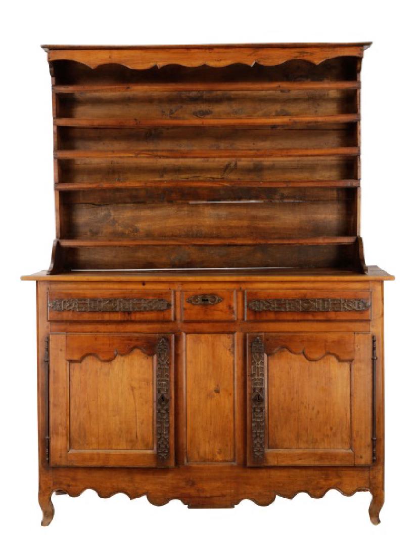 French Provincial Carved Walnut Hutch