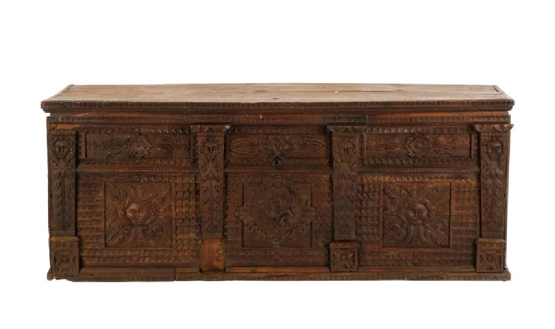 Italian Carved Oak Cassone, 18th Century (1 of 9)