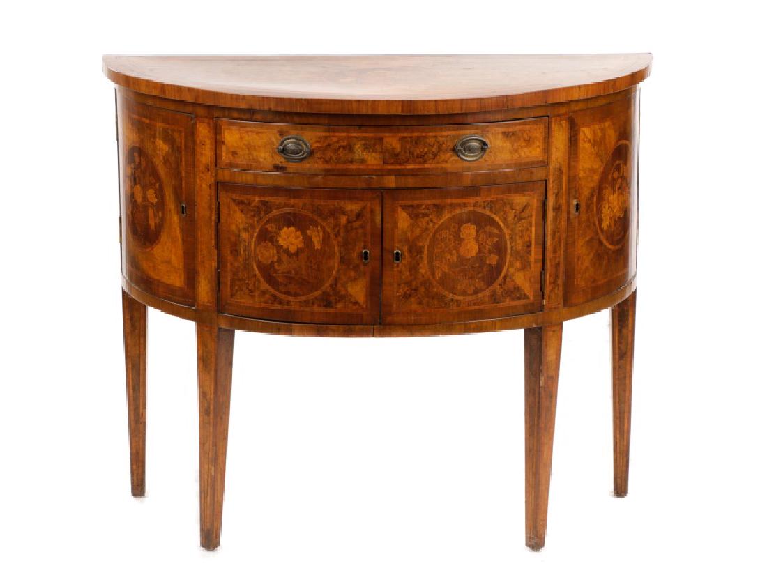 J. Neel Reid Marquetry Inlaid Demilune Cabinet (1 of 9)