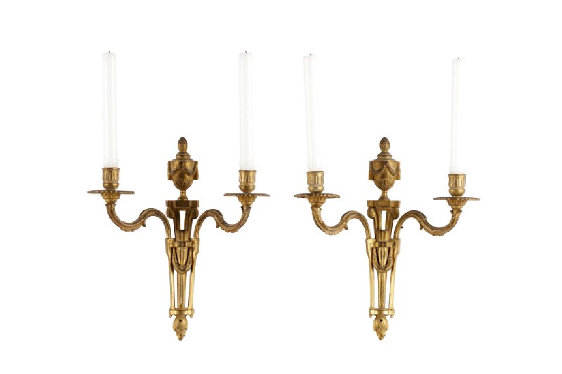 Pair Louis XVI Style Gilt Bronze Wall Sconces (1 of 1)