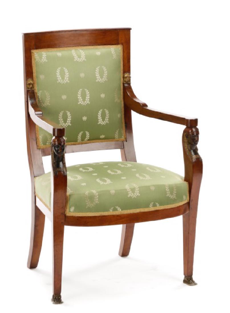 French Empire Egyptian Revival Walnut Armchair (1 of 8)