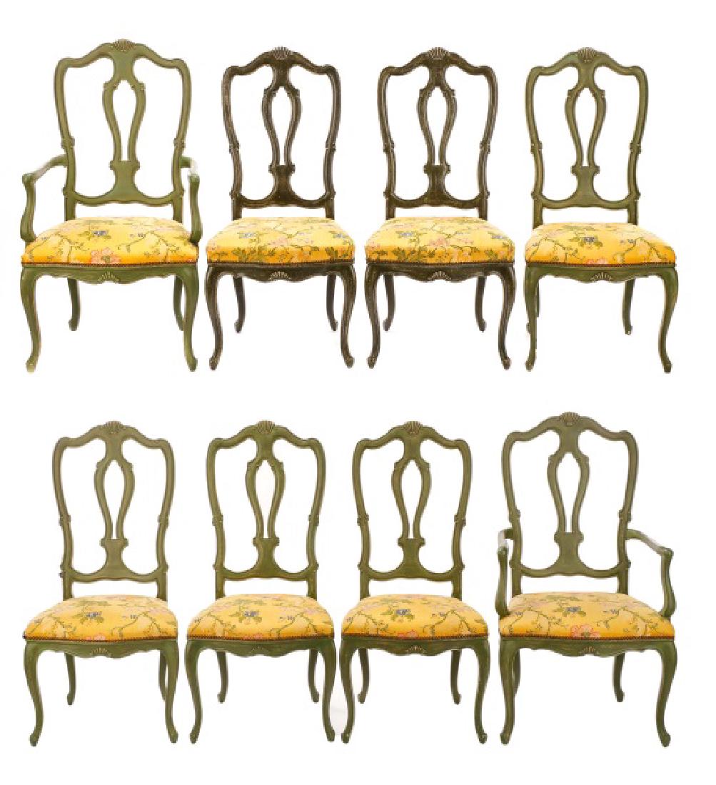 Set, 8 Green Baker Queen Anne Style Dining Chairs (1 of 8)