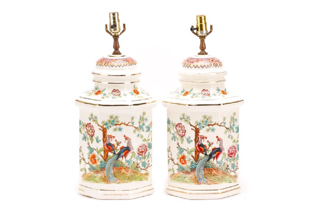 Pair, Italian Porcelain Table Lamps, Signed (1 of 7)