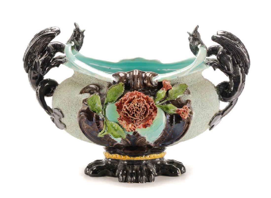Majolica Dragon Handled Centerbowl Jardiniere (1 of 12)