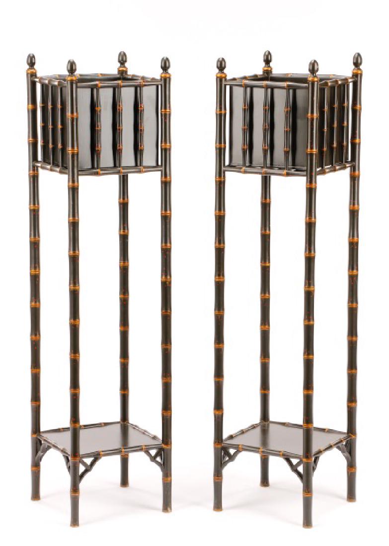 Pair, Aesthetic Style Chinoiserie Bamboo Planters (1 of 8)