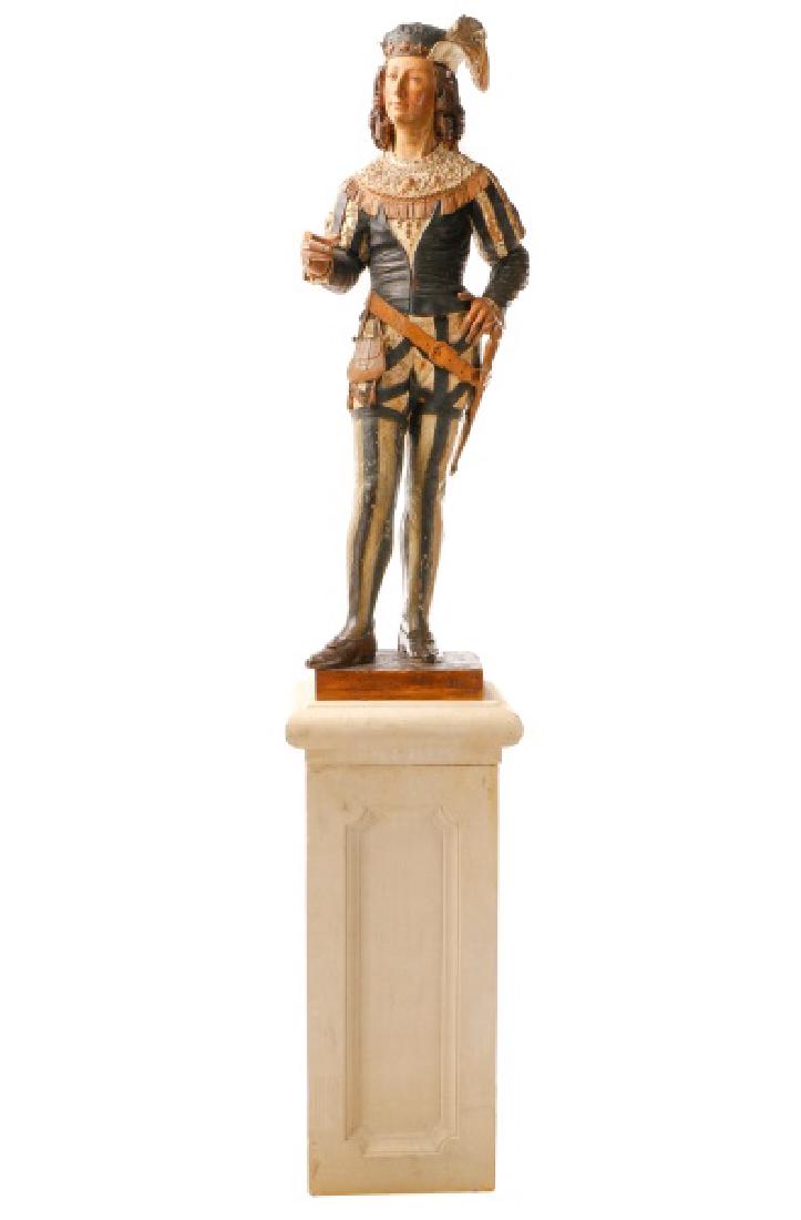 Carved & Polychromed Minstrel, 19th C (1 of 4)