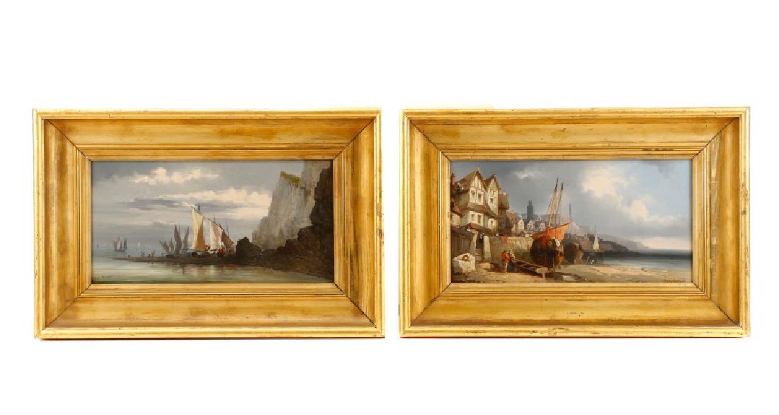 Pair of Continental Harbor Scenes O/B, Signed (1 of 9)