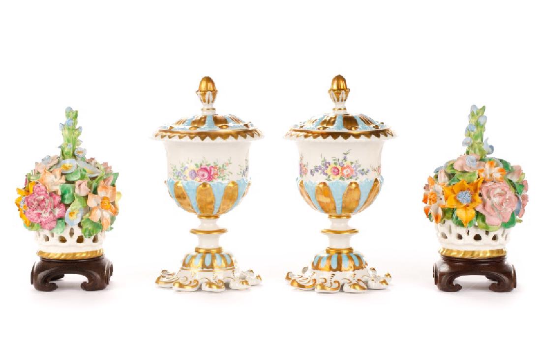 Pair of Italian Porcelain Urns & Potpourri Pots (1 of 9)