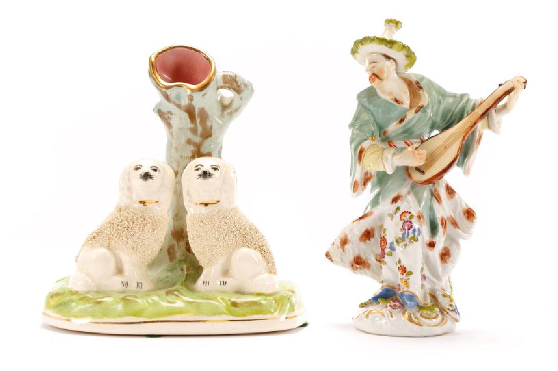 Staffordshire Poodle Spill Vase W/Figurine (1 of 10)